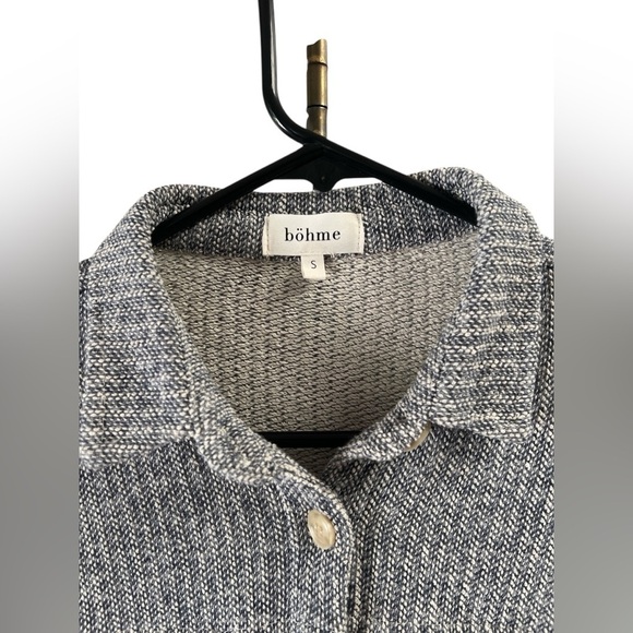 Böhme textured knit long sleeve button down flannel shirt - Picture 2 of 4